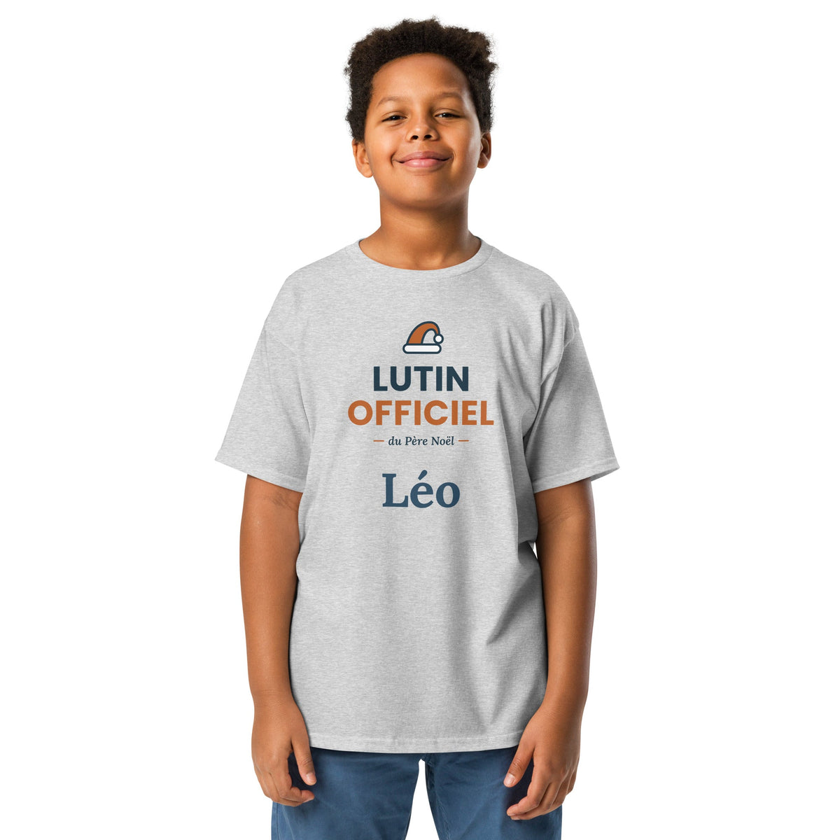 Tee-shirt enfant Lutin officiel du Père Noël personnalisé avec prénom