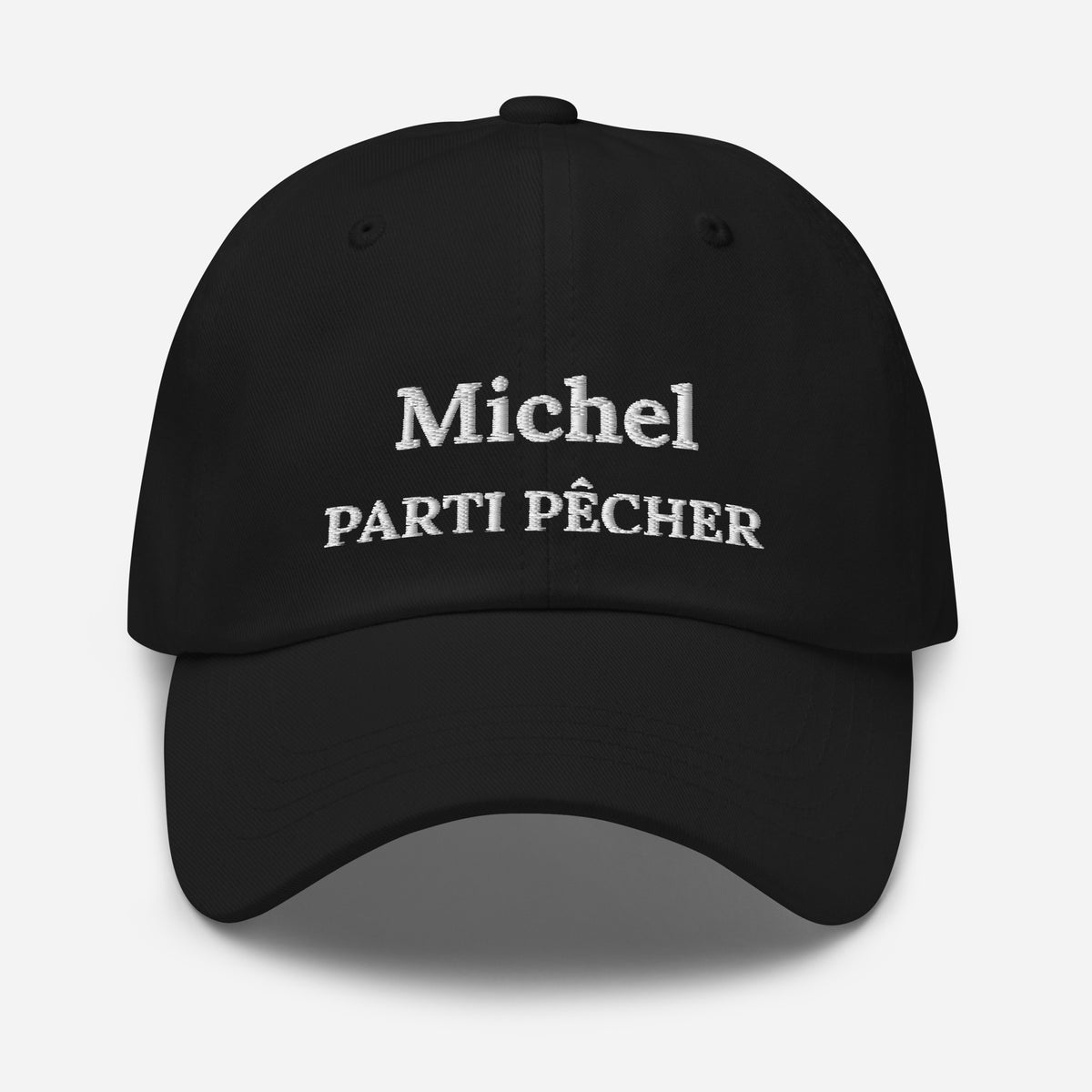 Casquette brodée Parti pêcher personnalisée avec prénom – coloris noir