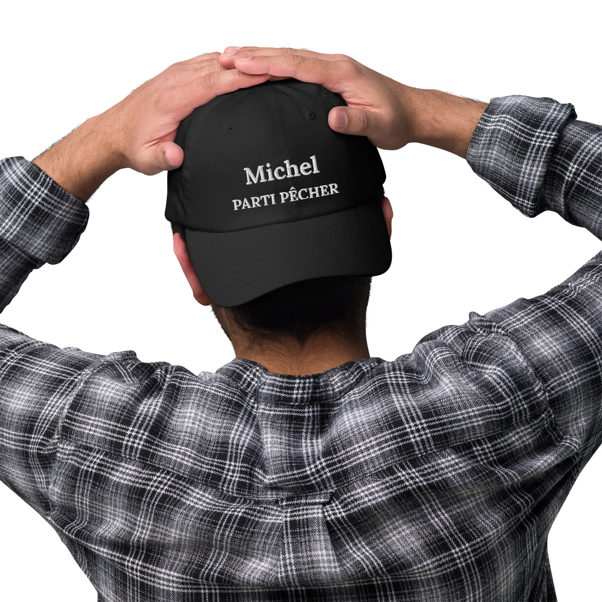 Casquette brodée Parti pêcher personnalisée avec prénom – coloris noir, photo 3