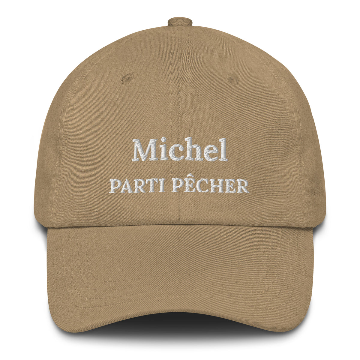 Casquette brodée Parti pêcher personnalisée avec prénom – coloris kaki