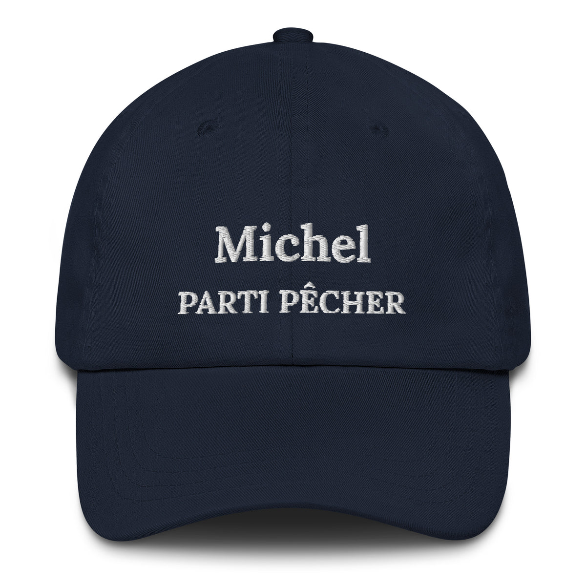 Casquette brodée Parti pêcher personnalisée avec prénom – coloris bleu marine
