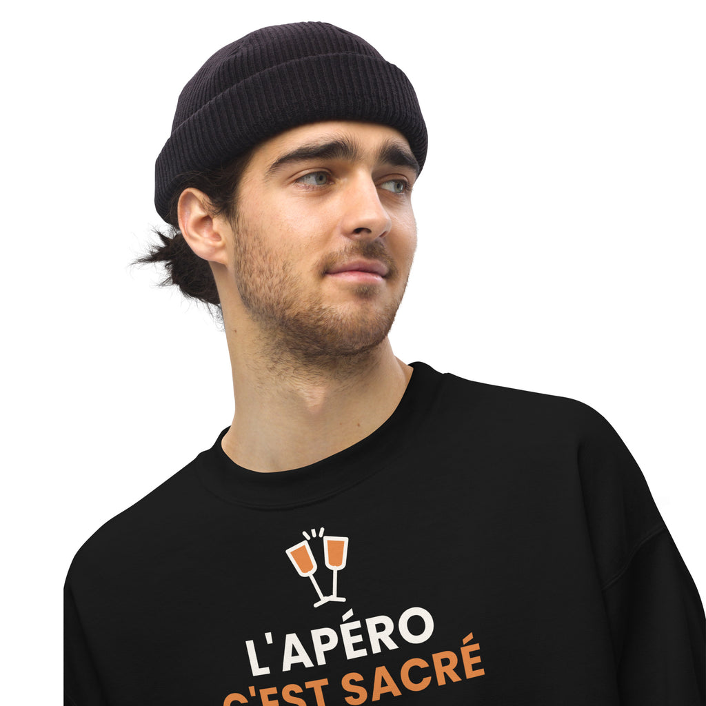Sweat personnalisé L'apéro c'est sacré avec prénom – vue 4