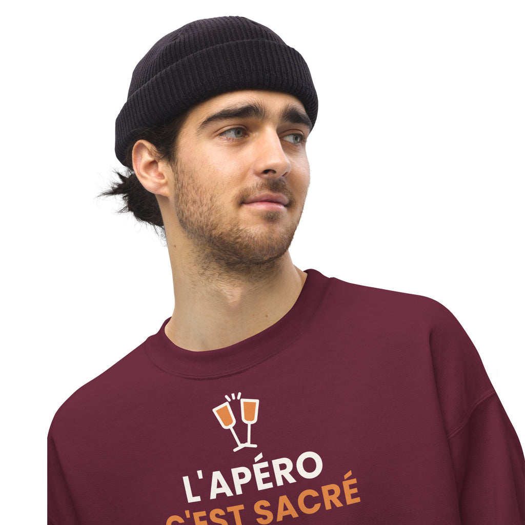 Sweat personnalisé L'apéro c'est sacré avec prénom – vue 5
