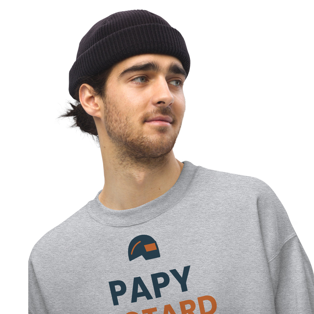 Sweat motard humour Papy Motard personnalisé avec prénom – coloris gris chiné, photo 5