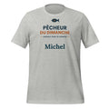 T-shirt humour pêche Pêcheur du dimanche personnalisé avec prénom – coloris gris chiné