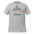 T-shirt vélo humour Je roule donc je suis personnalisé avec prénom – coloris gris chiné