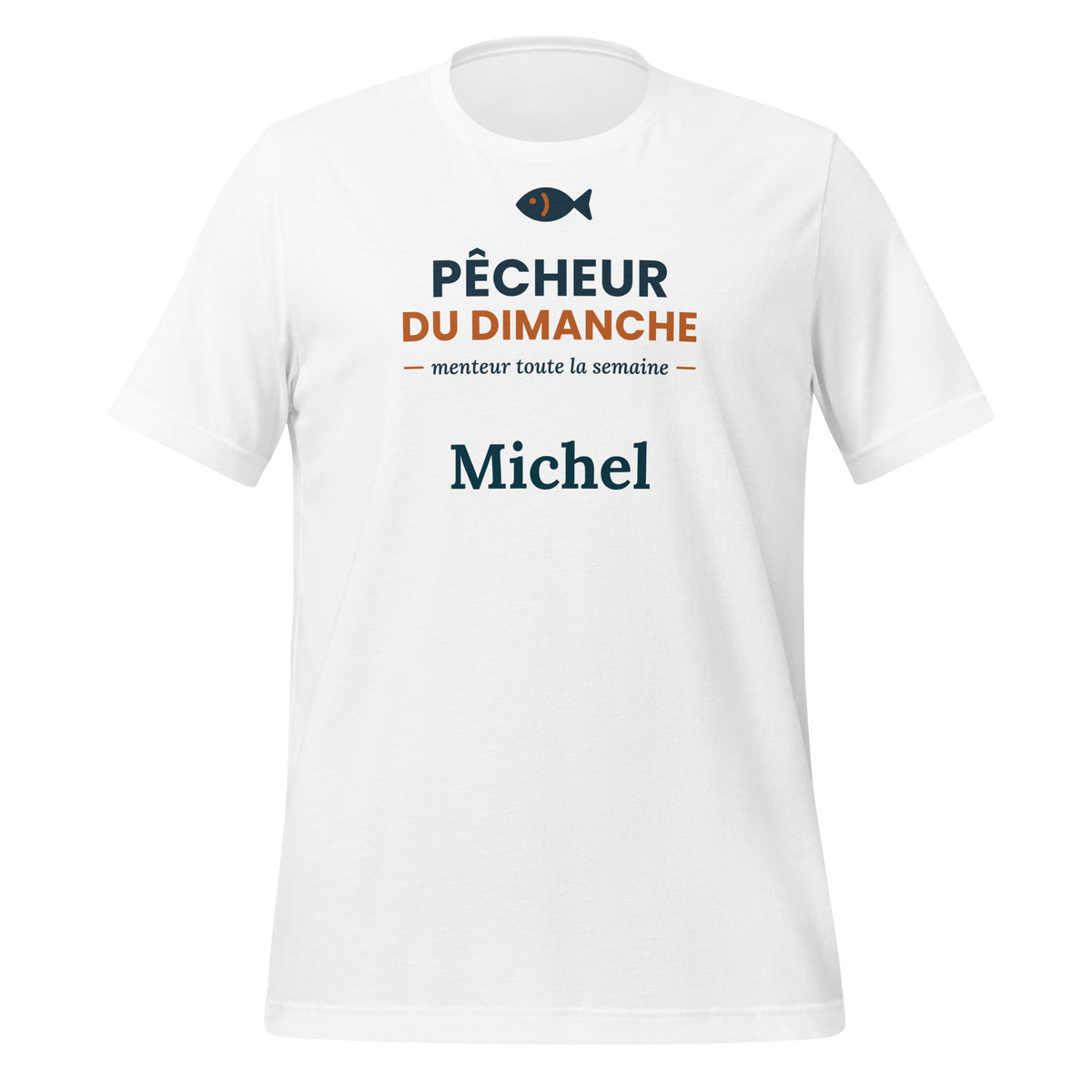T-shirt humour pêche Pêcheur du dimanche personnalisé avec prénom – coloris blanc