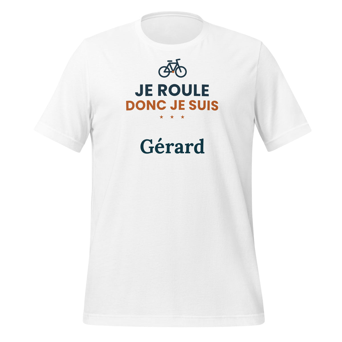 T-shirt vélo humour Je roule donc je suis personnalisé avec prénom – coloris blanc