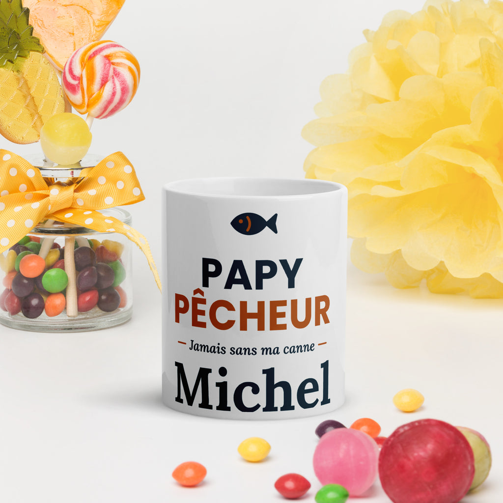 Mug Papy Pêcheur personnalisé avec prénom, idée cadeau de Noël