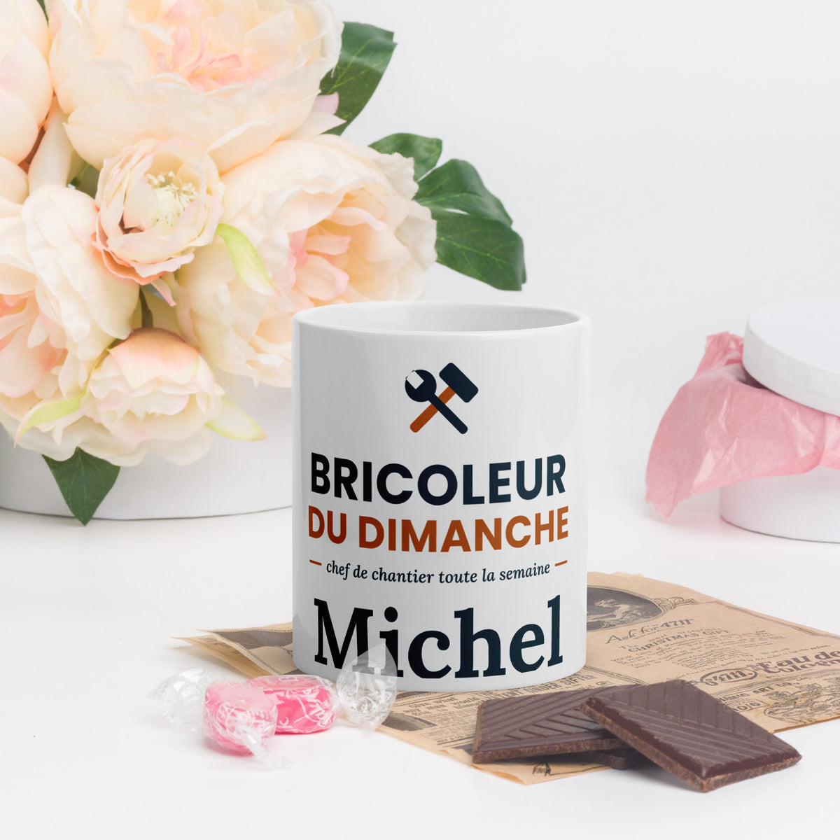 Mug céramique Bricoleur du dimanche avec prénom