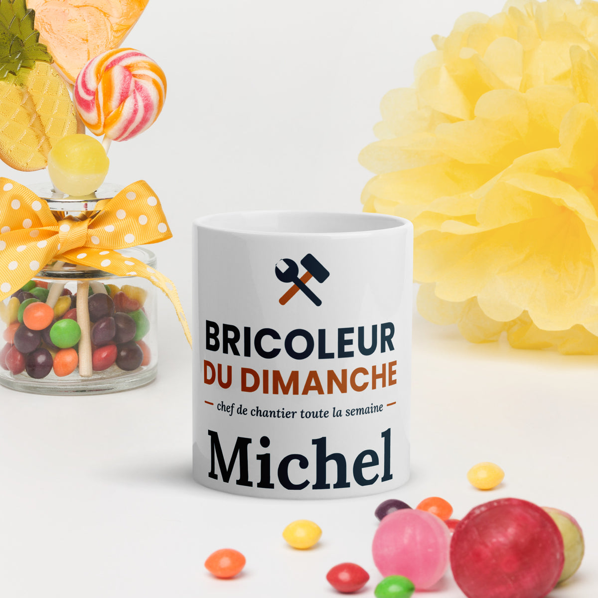 Mug Bricoleur du dimanche personnalisé avec prénom, idée cadeau papa