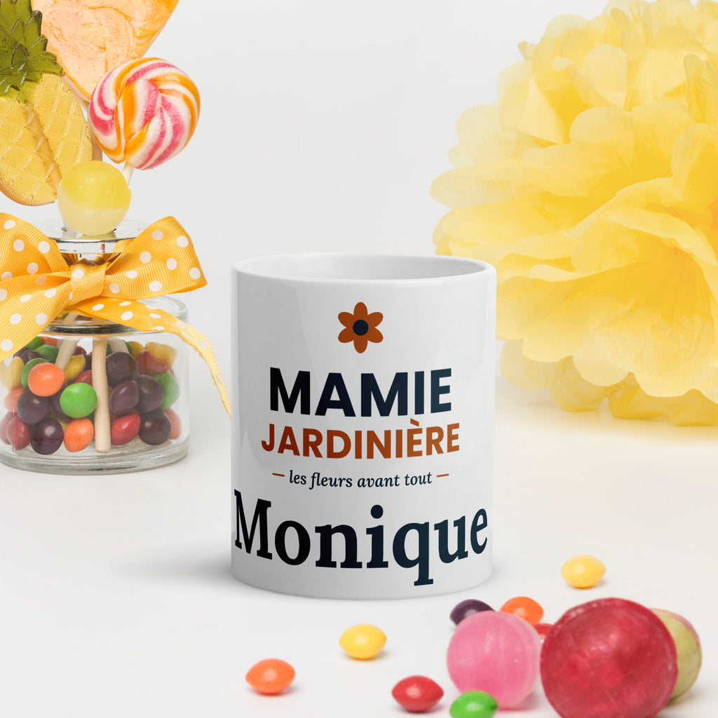Mug Mamie Jardinière personnalisé avec prénom, idée cadeau mamie