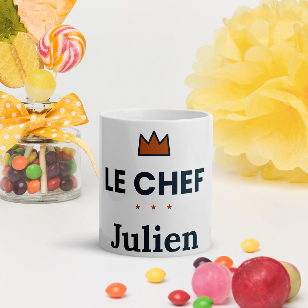 Mug Le Chef personnalisé avec prénom, à associer au mug La Patronne