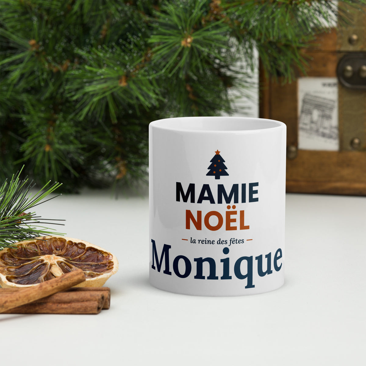 Mug Mamie Noël personnalisé avec prénom – cadeau de Noël Sacré Passionné